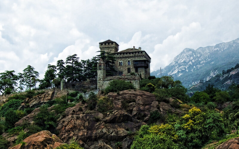 Castle on a Rocky Hill — Green, Dramatic
