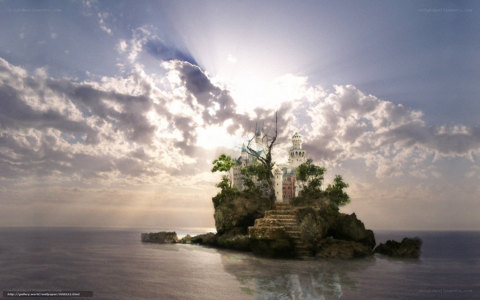 castle on a rocky island