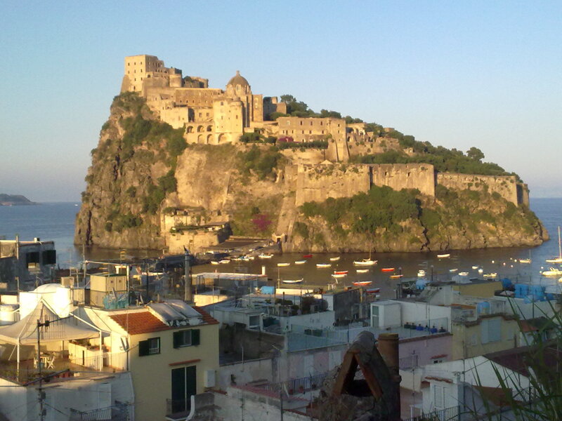Castle on a Rocky Island — Blue, Serene