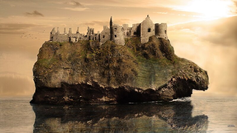 castle on a sea turtle island