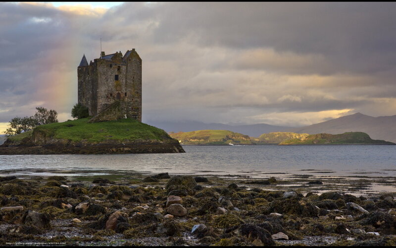 Castle on a Small Island — Gray, Dramatic