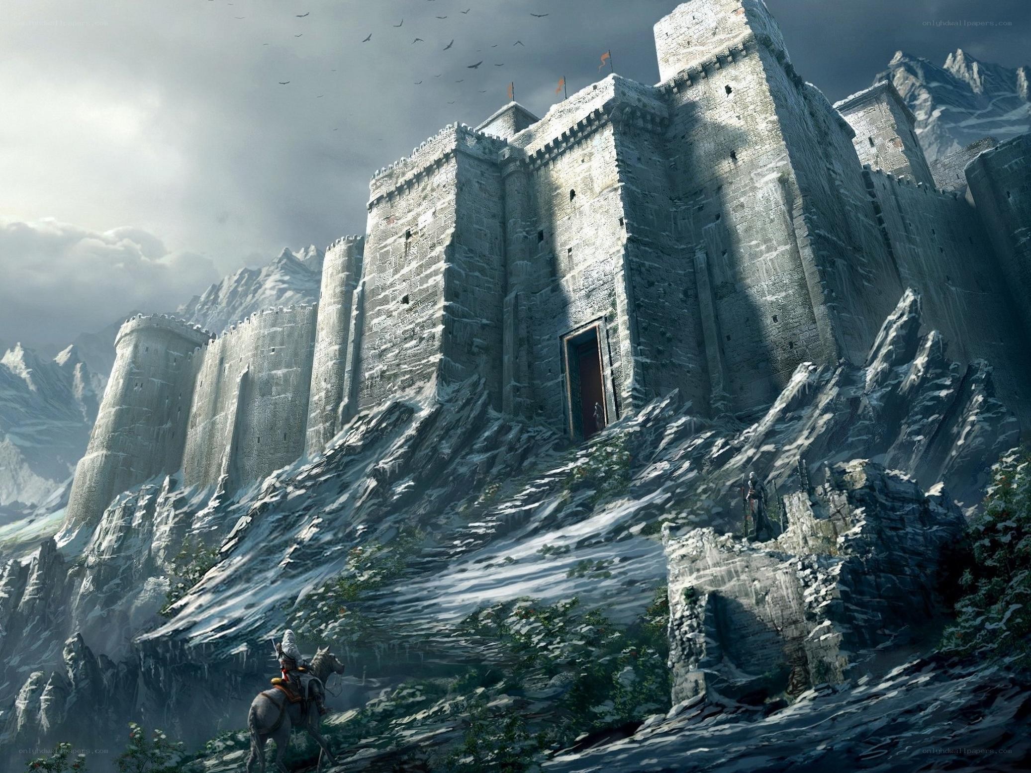 Castle on a snowy mountain