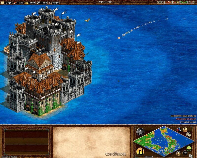 castle on an island in a strategy game