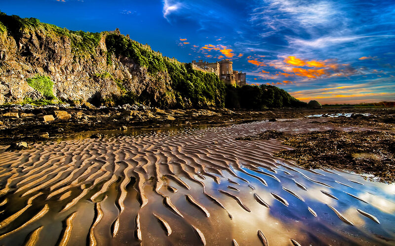 Castle on Coastal Cliff — Blue