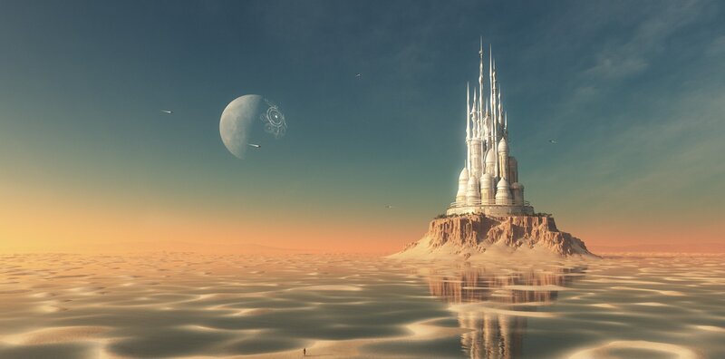Castle on Desert Island — Blue, Serene