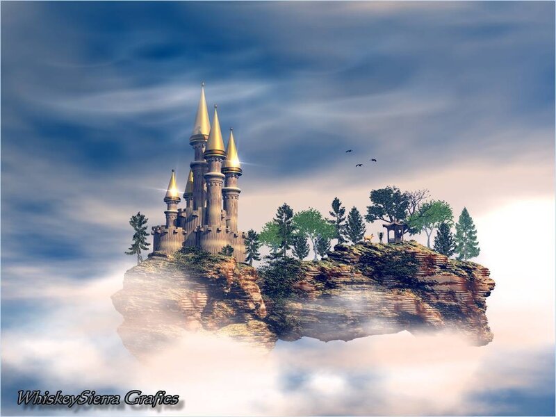 Castle on Floating Island — Blue, Serene, Morning