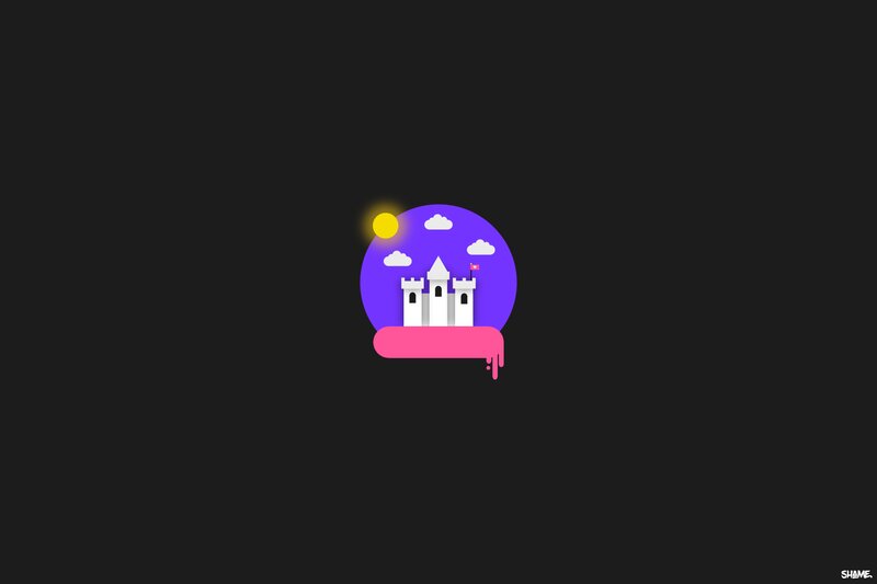 Castle on Floating Island — Purple, Dreamy