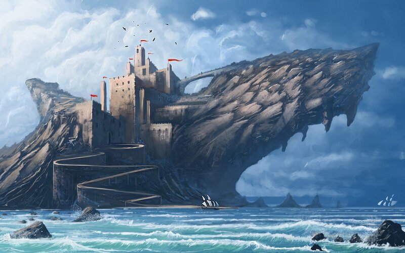 Castle on Floating Rock — Blue