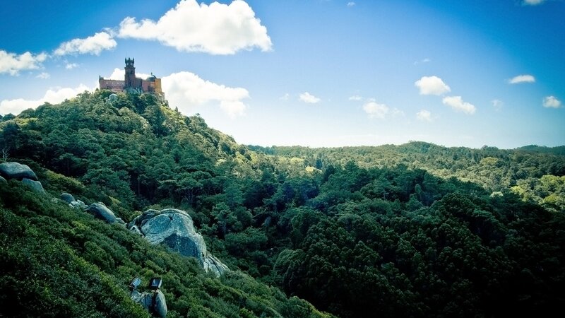 Castle on Forested Hill — Blue