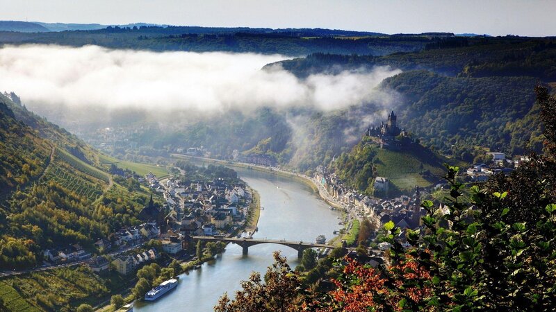 Castle on Hill Above River — Green