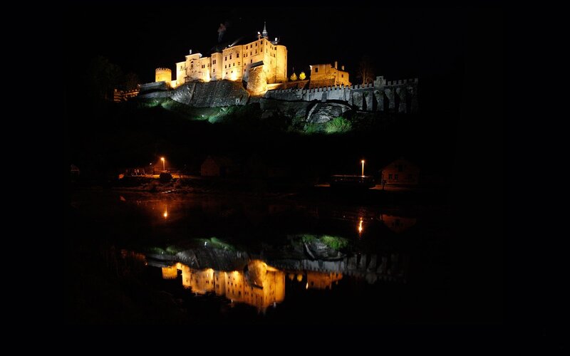 Castle on Hill at Night — Black