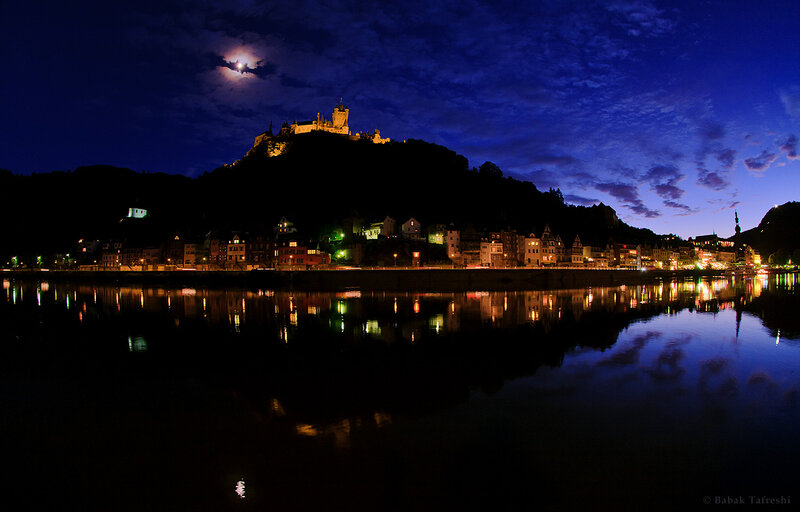 Castle on Hill at Night — Blue