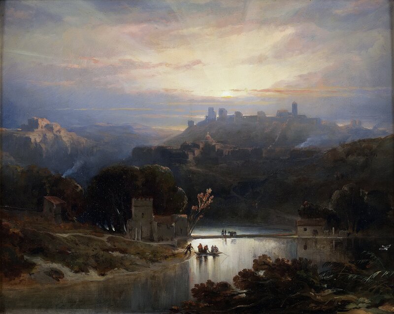 Castle on Hill at Sunset — Blue