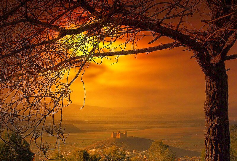 Castle on Hill at Sunset — Orange