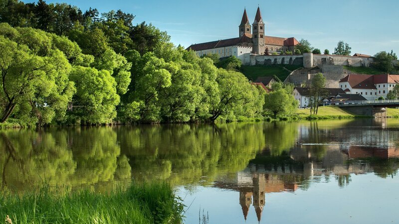 Castle on Hill by River — Green, Serene, Afternoon