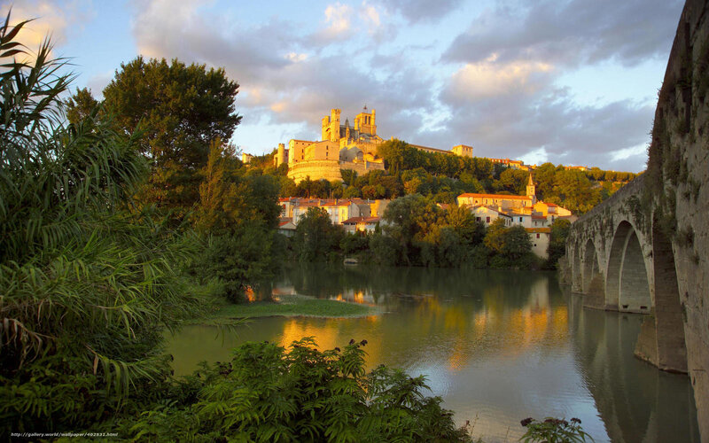 Castle on Hill by River — Green, Serene