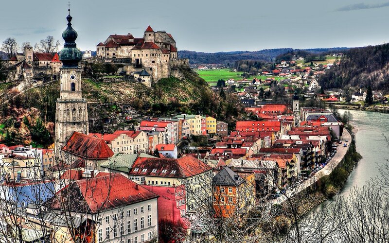 Castle on Hill Overlooking Town