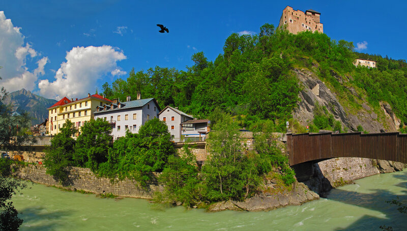 Castle on Hillside — Blue, Serene