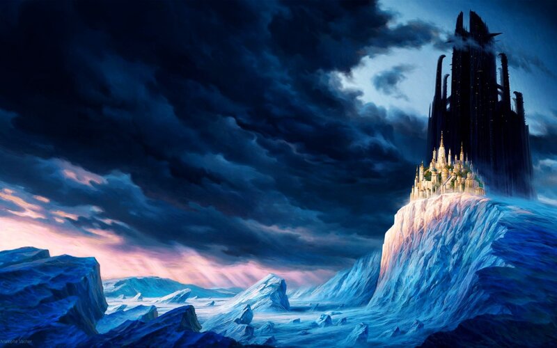 Castle on Icy Cliff — Blue