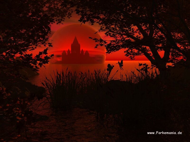 Castle on Island at Sunset