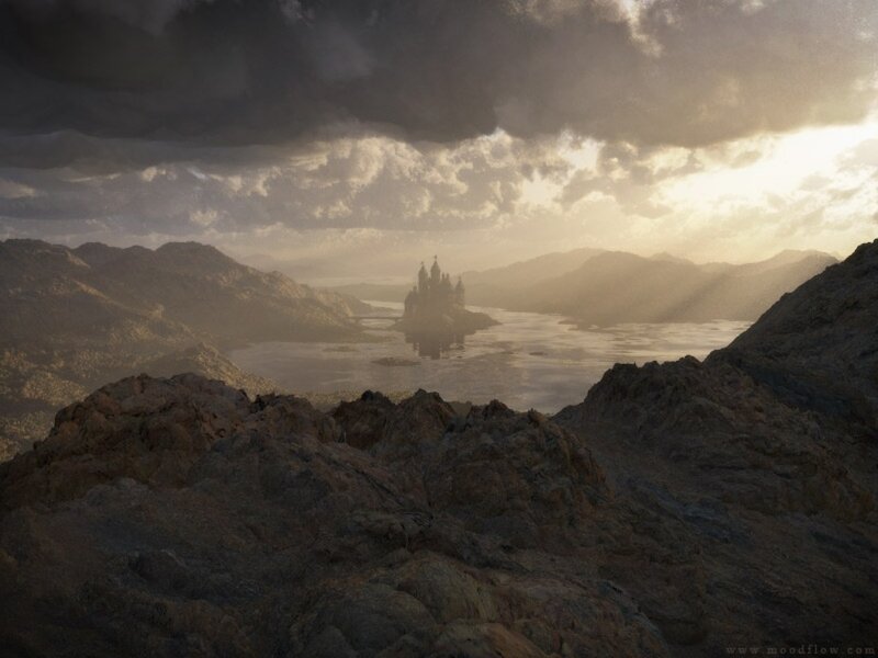 Castle on Island — Gray