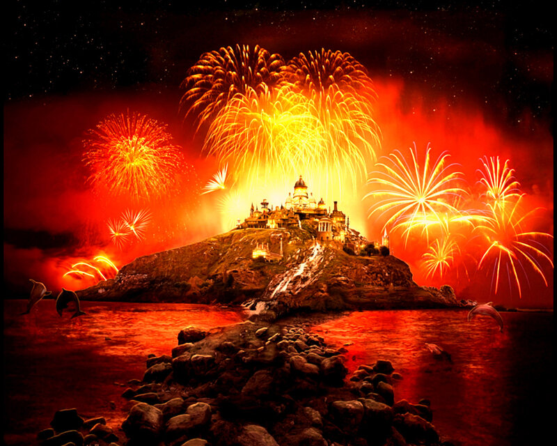 Castle on Island — Red