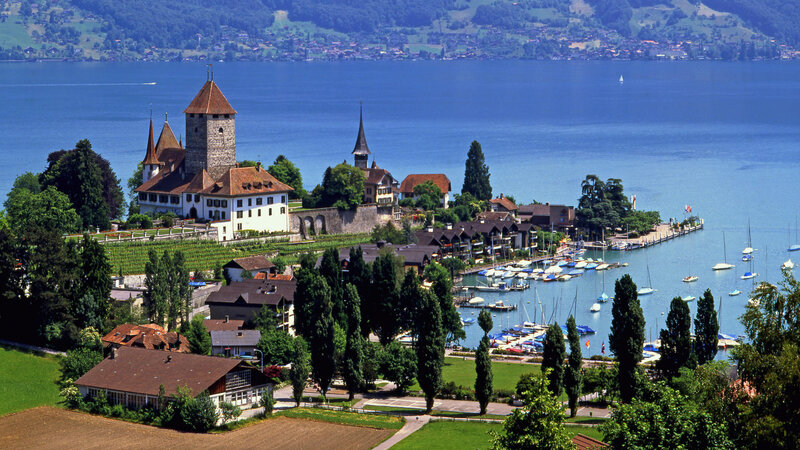 Castle on Lake Shore — Blue, Serene