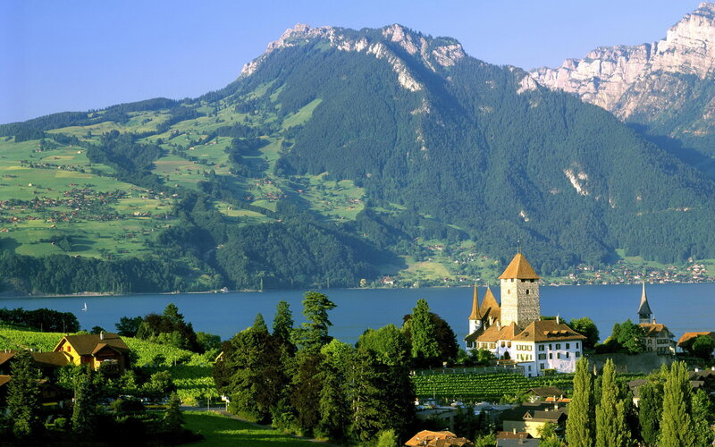Castle on Lake Shore — Green, Serene