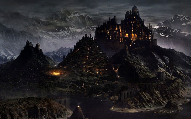 Castle on Mountain Peak — Black