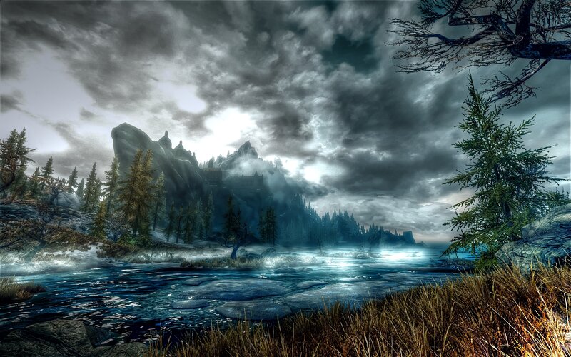 Castle on Mountain Peak — Blue
