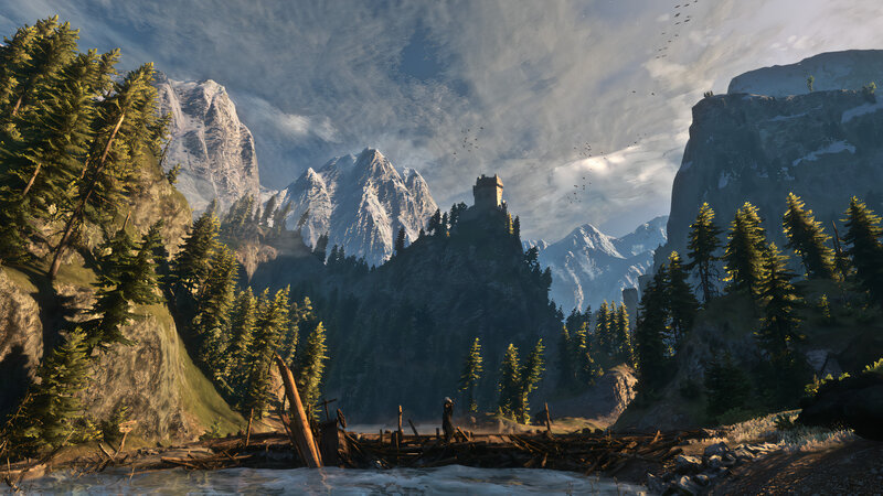 Castle on Mountain Peak — Green, Dramatic, Afternoon