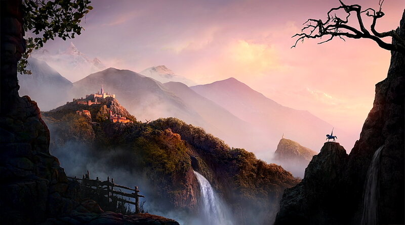 Castle on Mountain Peak — Purple