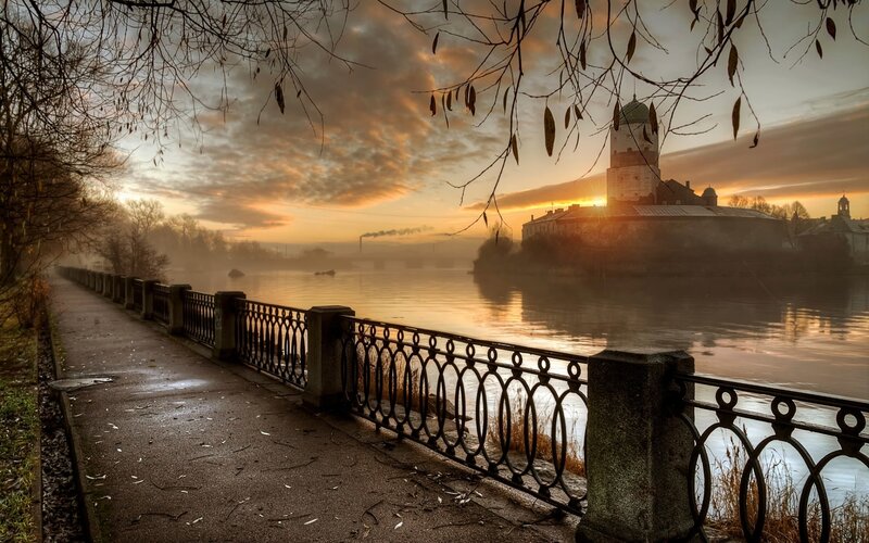 Castle on River Island — Orange