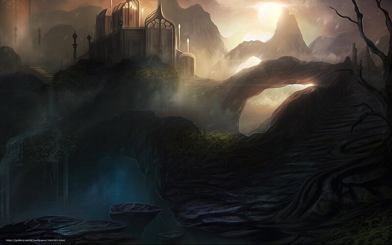 Castle on Rocky Cliff — Brown, Dramatic