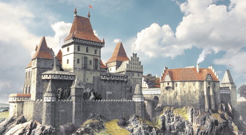 Castle on Rocky Cliff — Gray, Serene