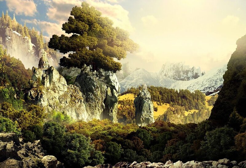 Castle on Rocky Cliff — Green