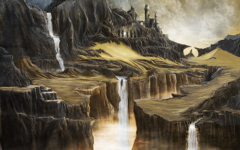 Castle on Rocky Cliffs — Brown, Dramatic