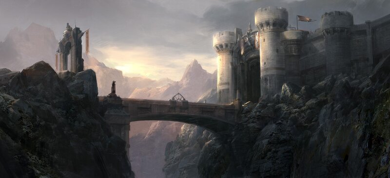 Castle on Rocky Cliffs — Gray, Dramatic, Sunset