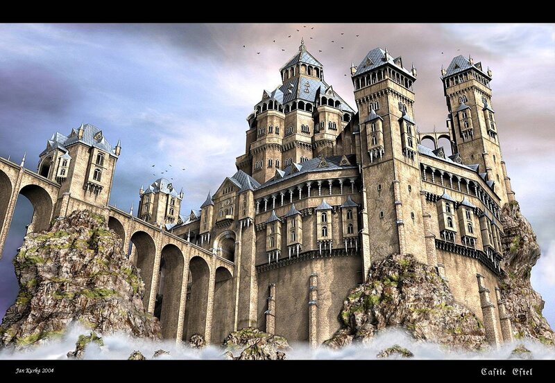 Castle on Rocky Cliffs — Gray, Dramatic