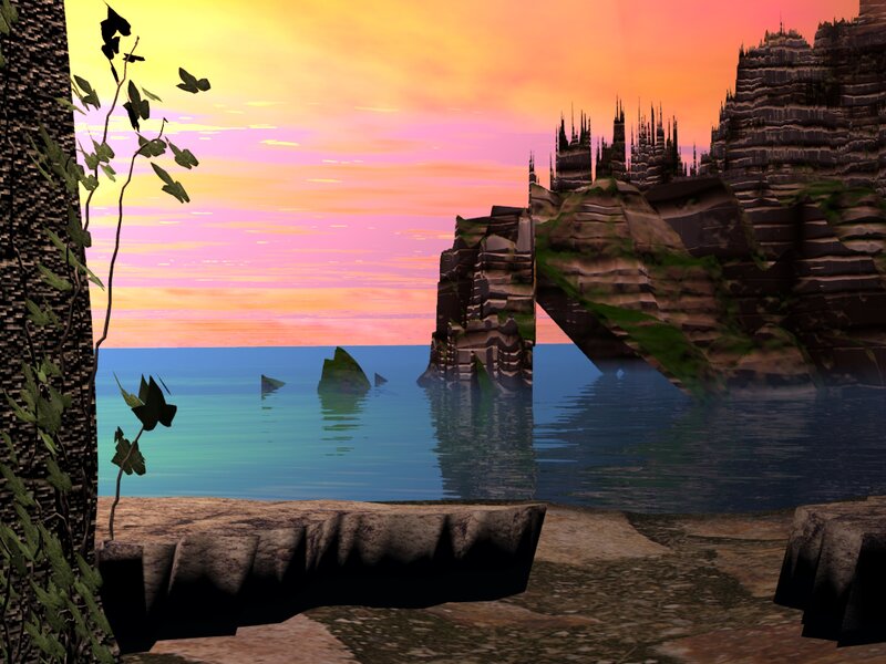 Castle on Rocky Cliffs — Pink