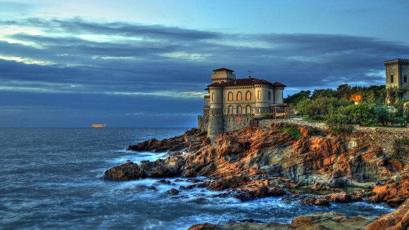 Castle on Rocky Coast — Blue