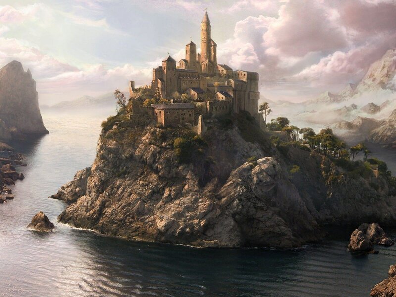 Castle on Rocky Island — Gray, Serene