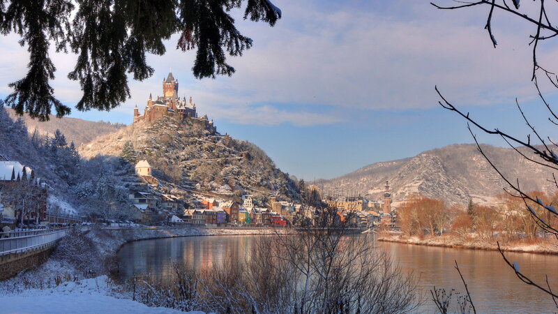 Castle on Snowy Hill — Blue, Serene, Winter