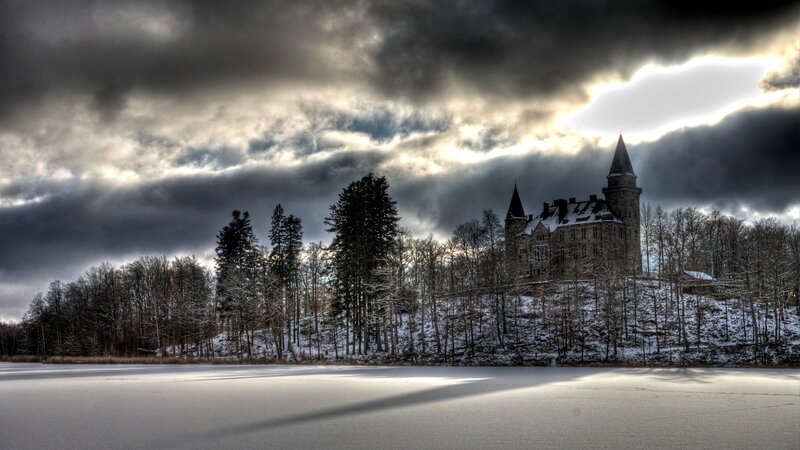 Castle on Snowy Hill — Gray, Dramatic
