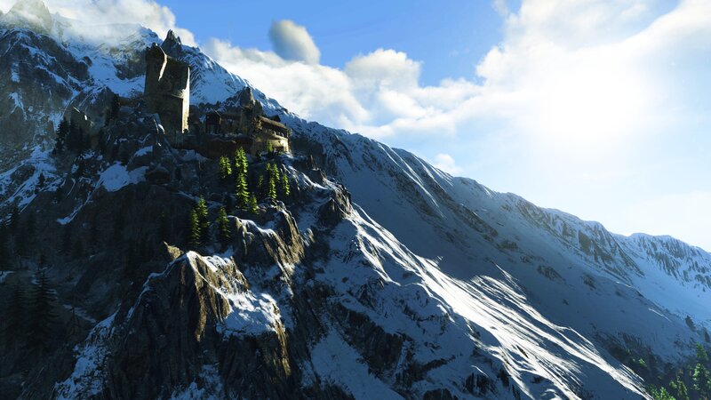 Castle on Snowy Mountain — White, Dramatic