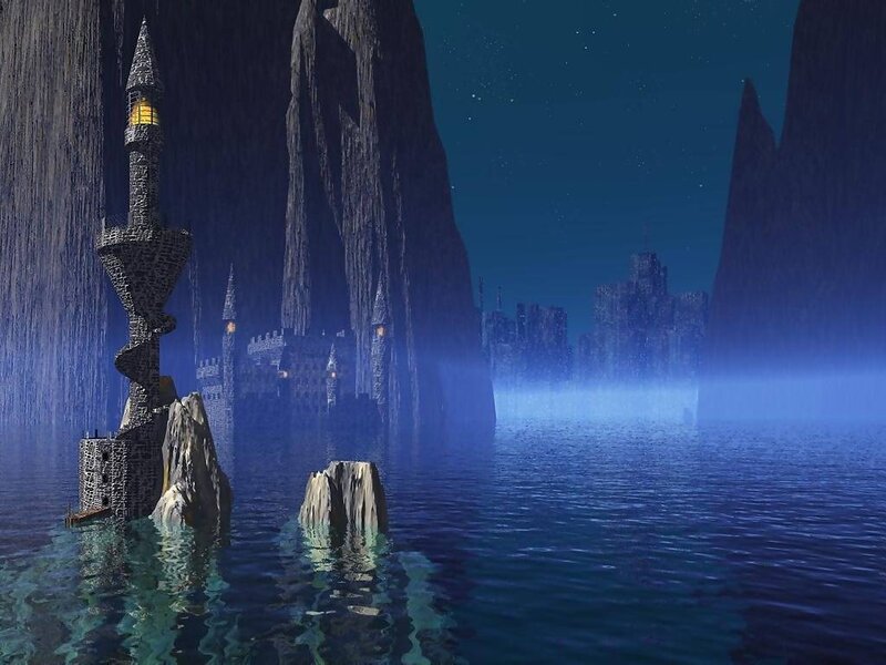Castle on Water — Blue, Mysterious