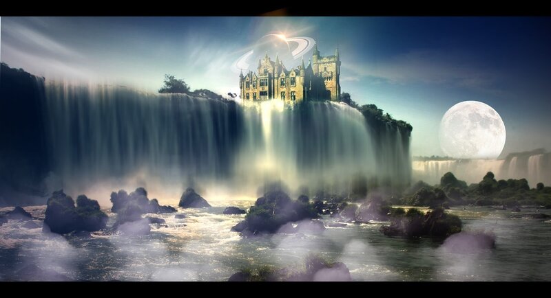 Castle on Waterfall Cliff