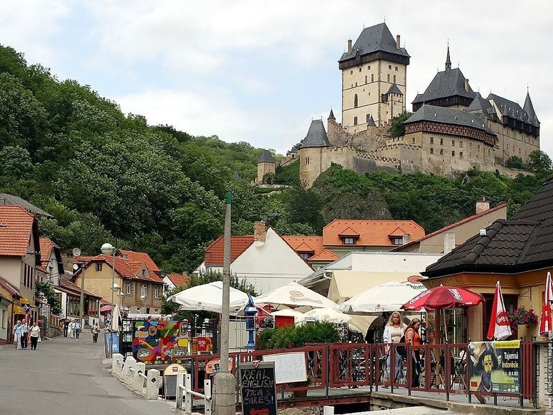 Castle overlooking a town