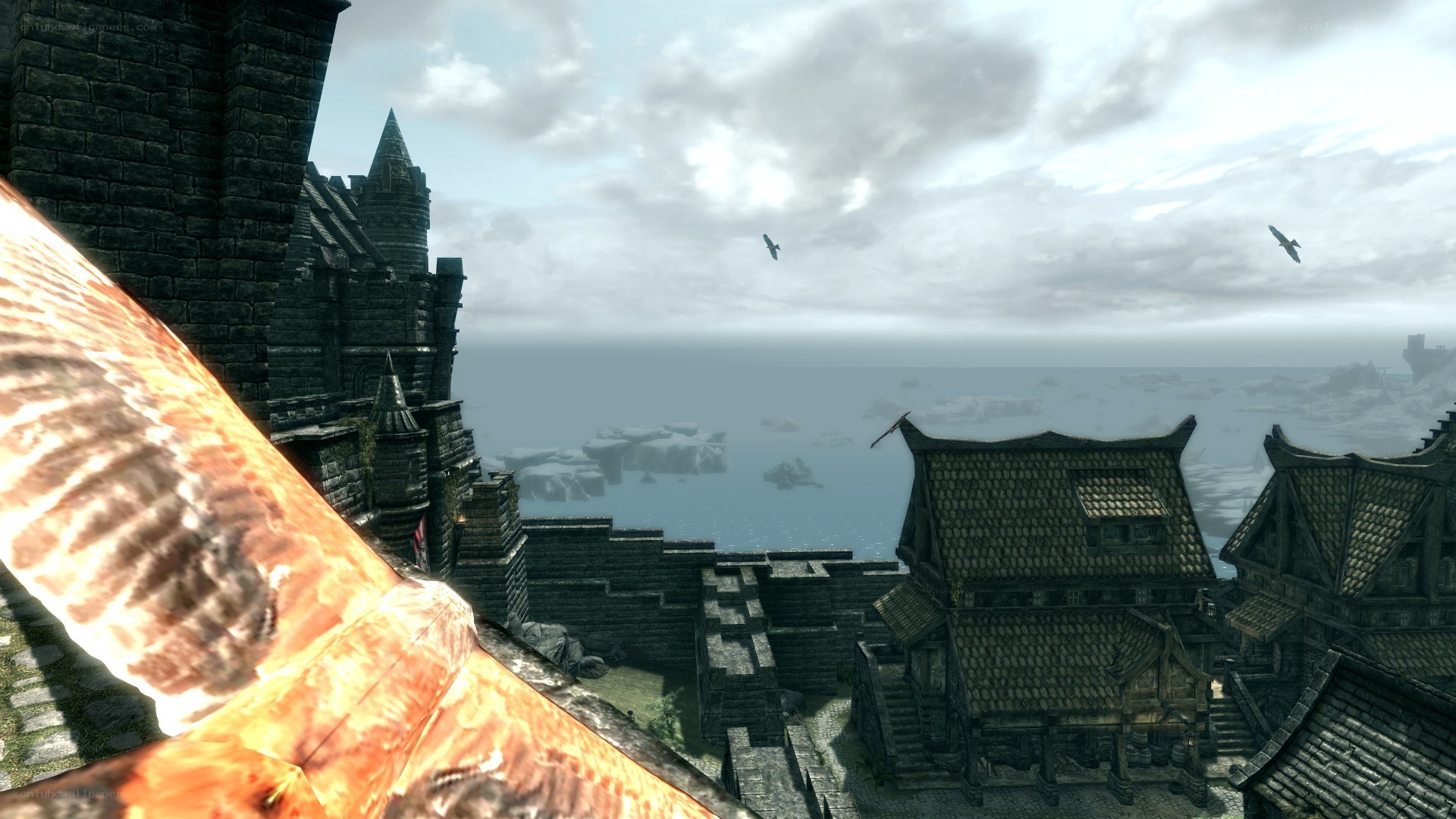 castle overlooking coastal town