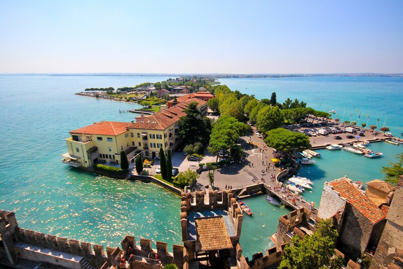 Castle Overlooking Lake — Blue